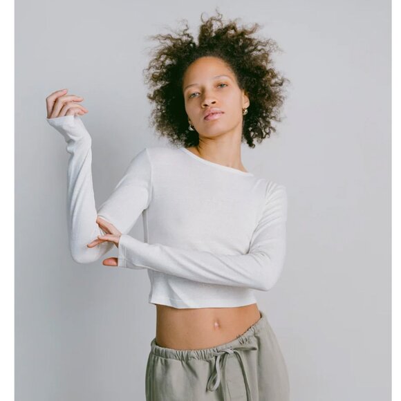 OZMA White Long Sleeve Crop Top - Picture 3 of 10